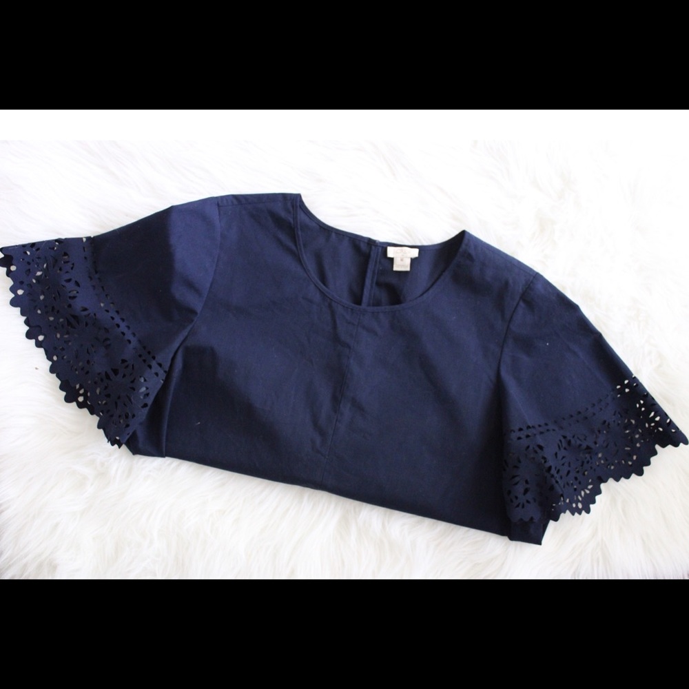 J. Crew Laser Cut Eyelet bell top